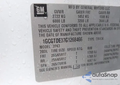 2016 Chevrolet Colorado Z71 from USA, damaged, VIN 1GCGTDE37G1268466